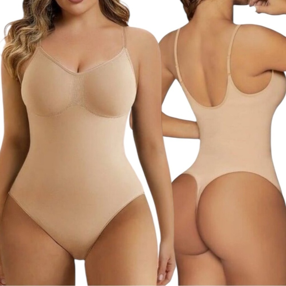 NEW SHAPERX Sienna Tummy Control Thong Seamless Sculpting Bodysuit Size S/M